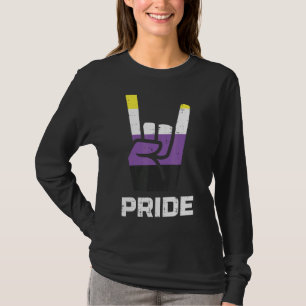 Rock Hand Sign Pride Nonbinary Enby Nb Pride Flag  T-Shirt