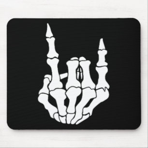 Rock Hand Skeleton Vintage Rocker Sign Halloween P Mouse Pad
