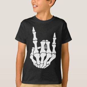 Rock Hand Skeleton Vintage Rocker Sign Halloween P T-Shirt
