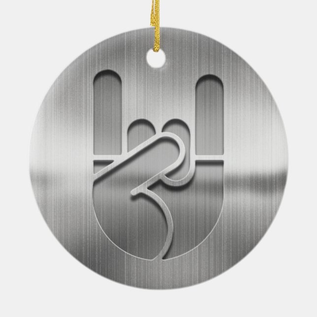 Rock Hand Steel Ceramic Ornament (Back)