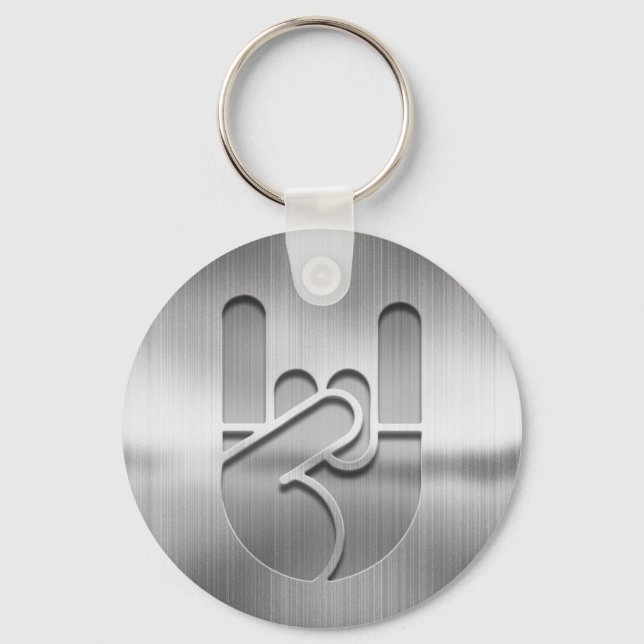 Rock Hand Steel Keychain (Front)