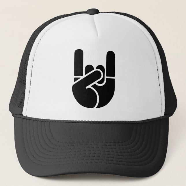 Rock Hand Stencil Trucker Hat (Front)