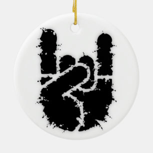 Rock Hand w/Distortion Ceramic Ornament