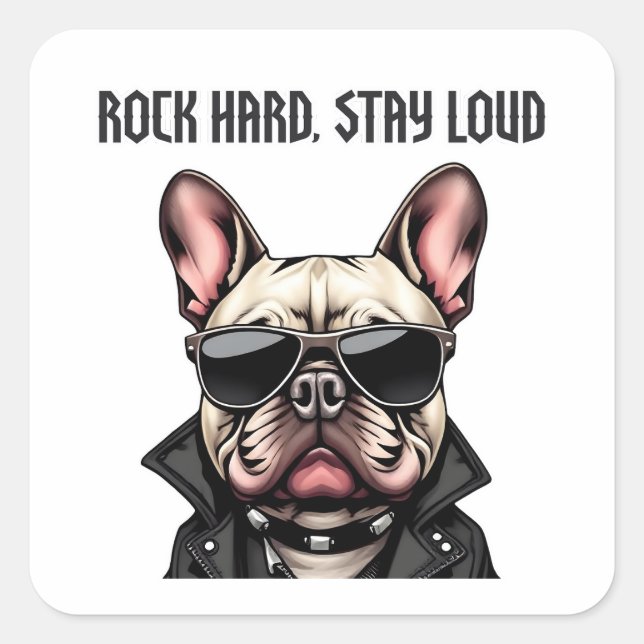Rock hard, stay loud square sticker (Front)