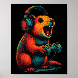Rock Hyrax Gamer Awawa Video Games Funny Poster