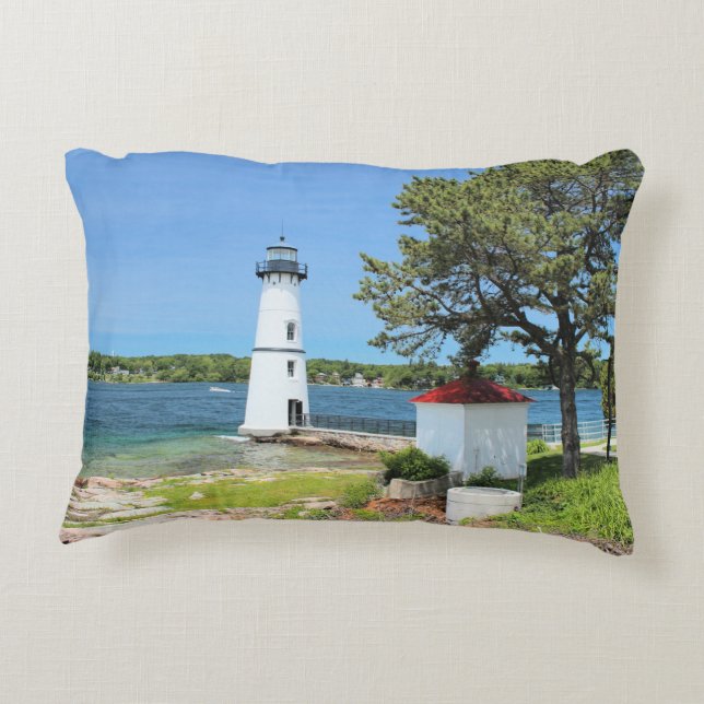 Rock Island Lighthouse, New York Accent Pillow (Back)