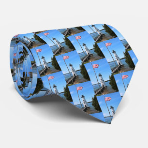 Rock Island Lighthouse, New York Mens Tie