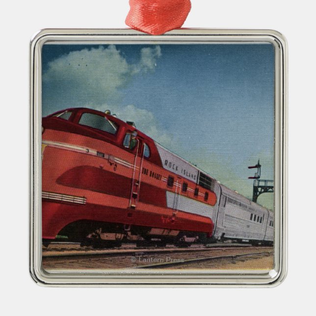 Rock Island RocketStreamlined Train Metal Ornament (Front)