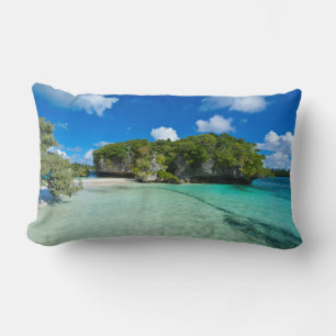 Rock Islet On The Beach Lumbar Pillow