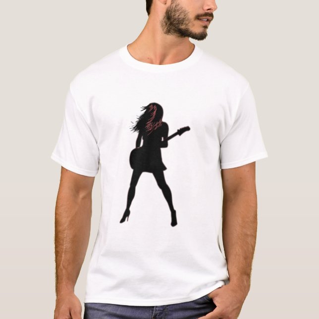 Rock Lady with Guitar T-Shirt (Front)