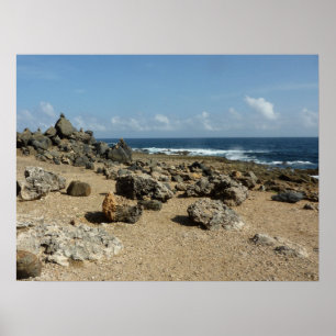 Rock Monuments on Aruban Coast Poster