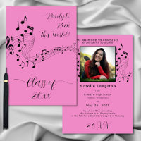 Rock Music Black Pink Photo Graduate Announcement