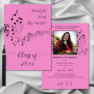 Rock Music Black Pink Photo Graduate Announcement