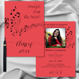 Rock Music Black Red Photo Graduate Announcement