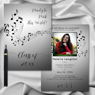 Rock Music Black White Photo Graduate Faire-part