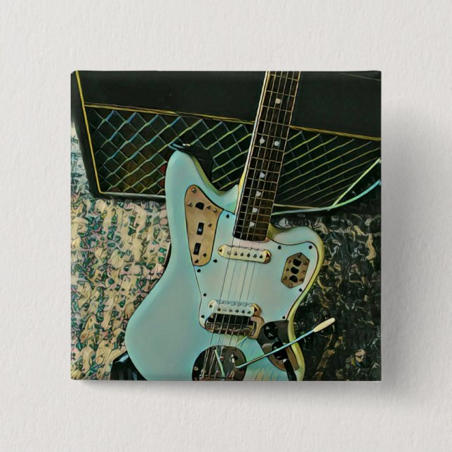 rock music gift for him her 2 inch square button (Front)