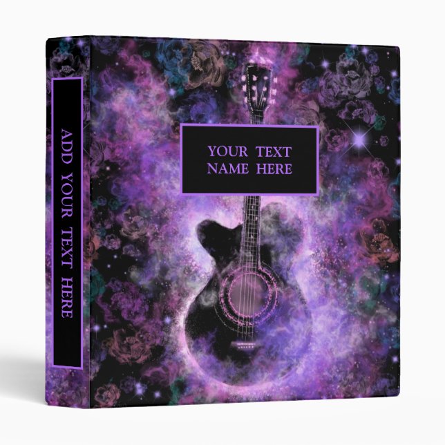 Rock Music Guitar Binder Personalized Custom Text (Front/Spine)