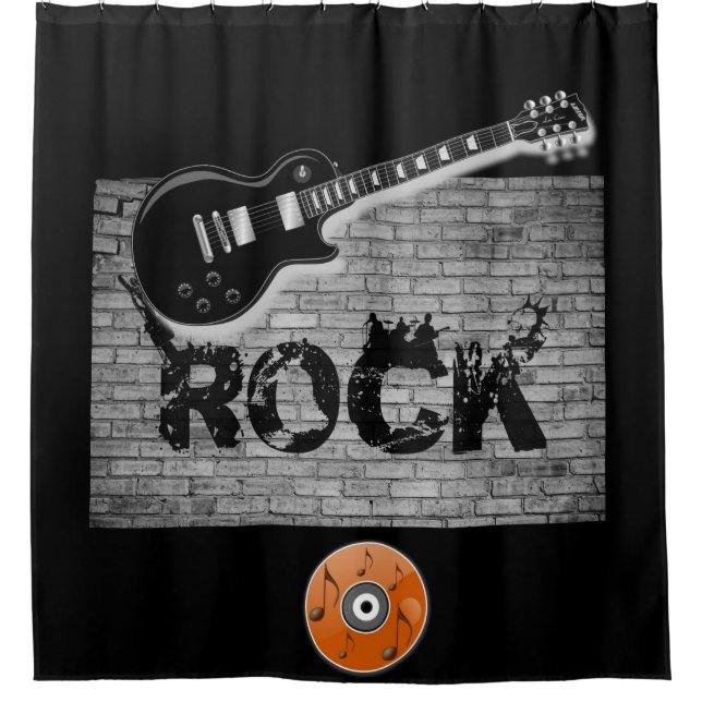 Rock Music guitar black showercurtain (Front)