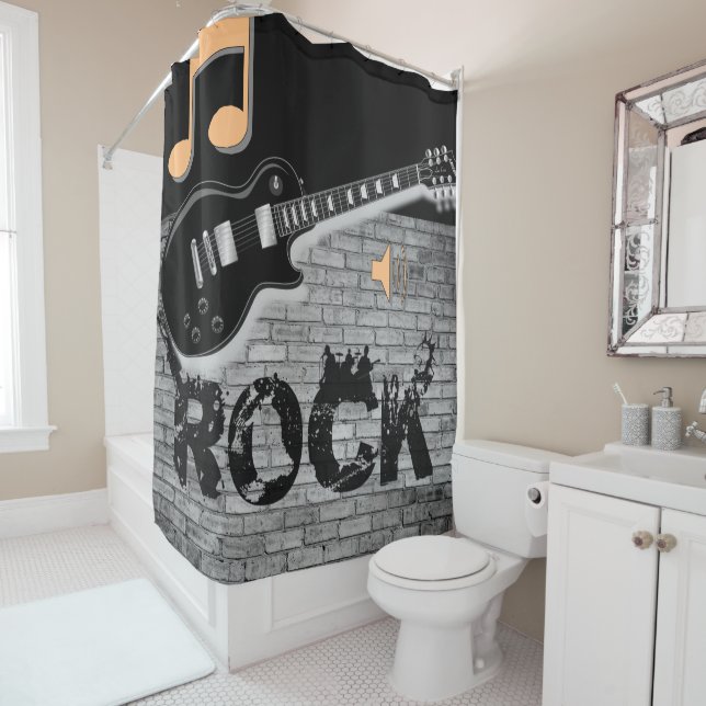 Rock Music guitar black showercurtain (In Situ)