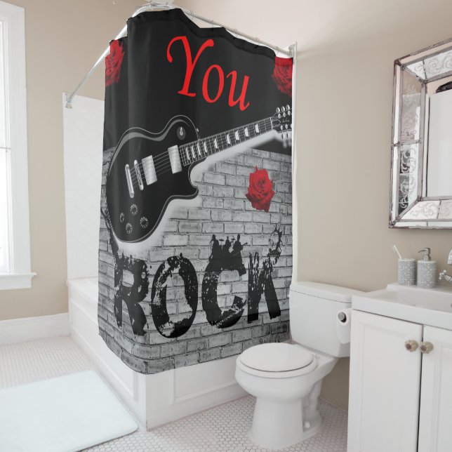 Rock Music guitar black showercurtain (In Situ)