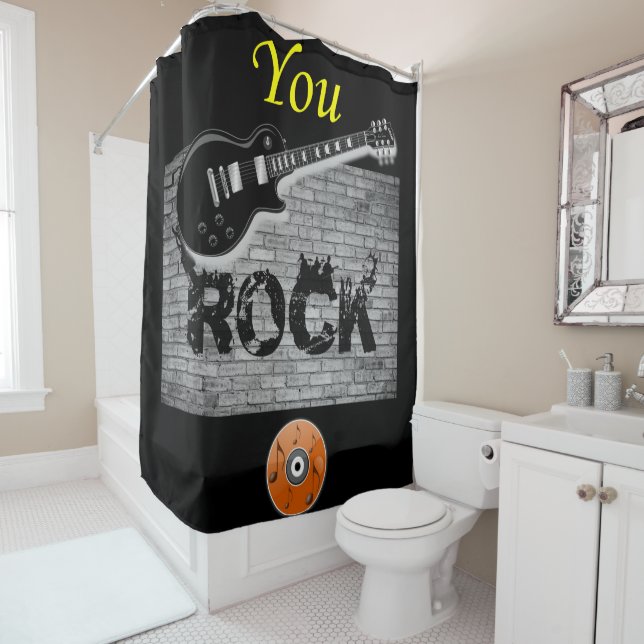 Rock Music guitar black showercurtain (In Situ)