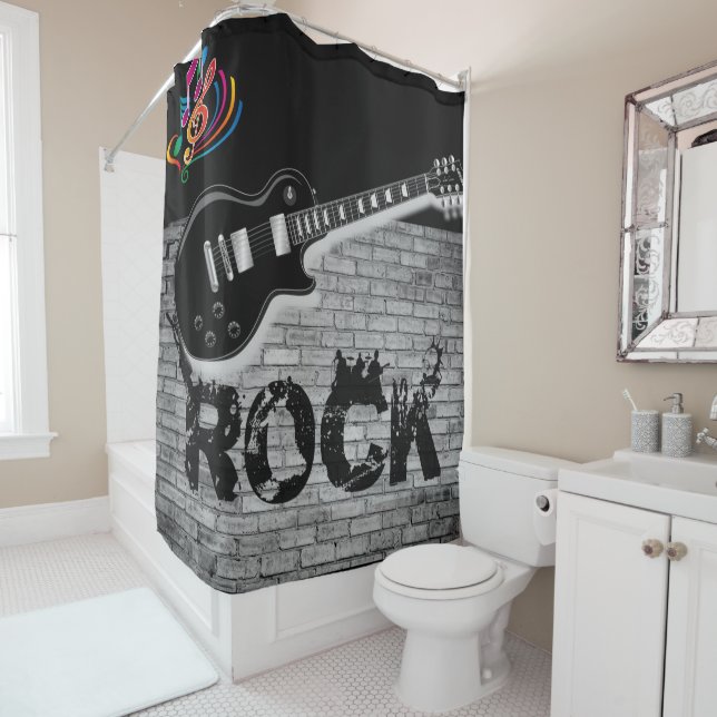 Rock Music guitar black showercurtain (In Situ)