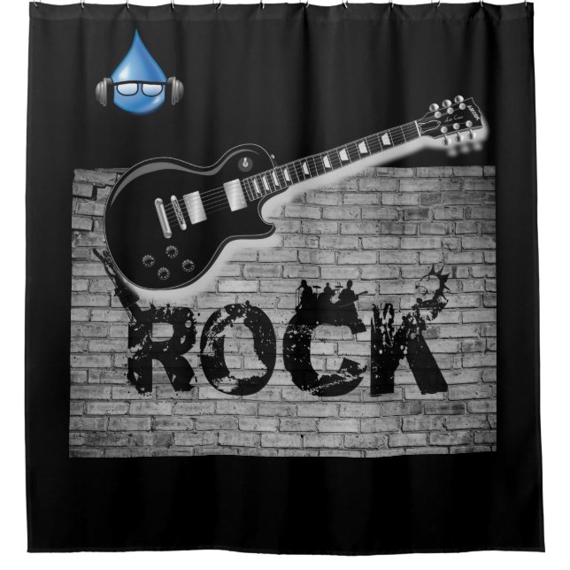 Rock Music guitar black showercurtain (Front)