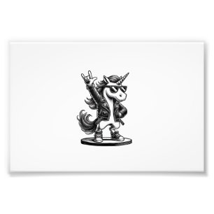 Rock Music & Heavy Metal, Rocker, Funny Unicorn, R Photo Print