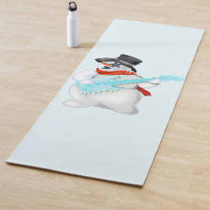 Rock Music Snowman with Guitar Funny Yoga Mat