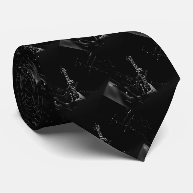 Rock Musician Black Grey Music Lovers Tie (Rolled)