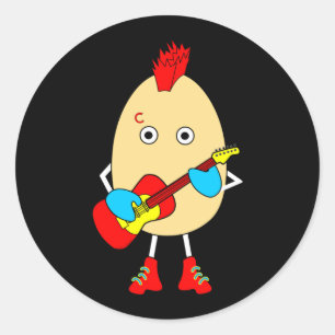 Rock Musician Egghead Classic Round Sticker