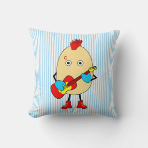 Rock Musician Egghead Throw Pillow