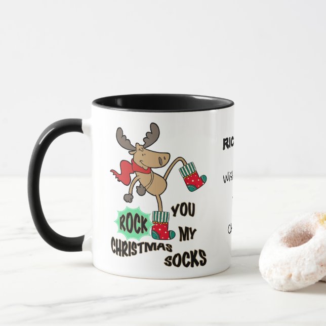 Rock my Christmas socks custom Mug (With Donut)