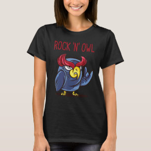 Rock N Owl Devil Horns Rock And Roll Heavy Met T-Shirt