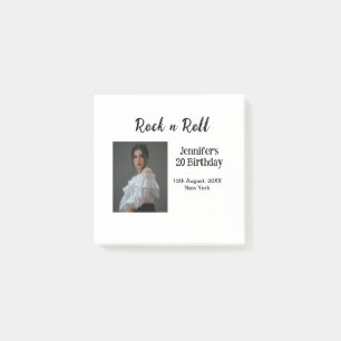 Rock n roll 20th birthday girl photo elegant moder post-it notes