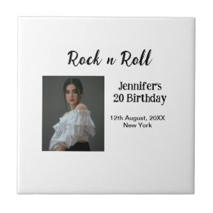 Rock n roll 20th birthday girl photo elegant moder tile