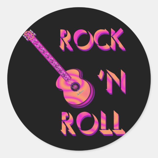 Rock 'n Roll Acoustic Guitar Sticker (Front)