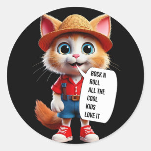 Rock n roll all the cool kids love it classic round sticker