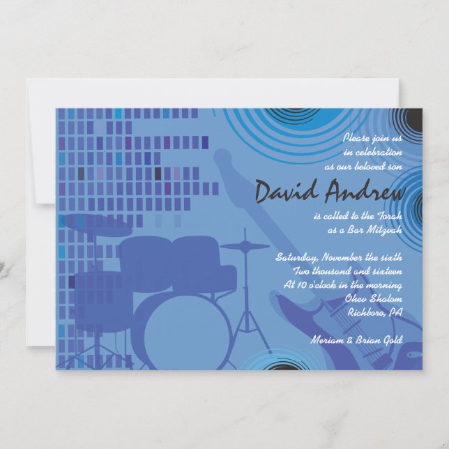 Rock n Roll Bar Bat Mitzvah Invitation (Front)