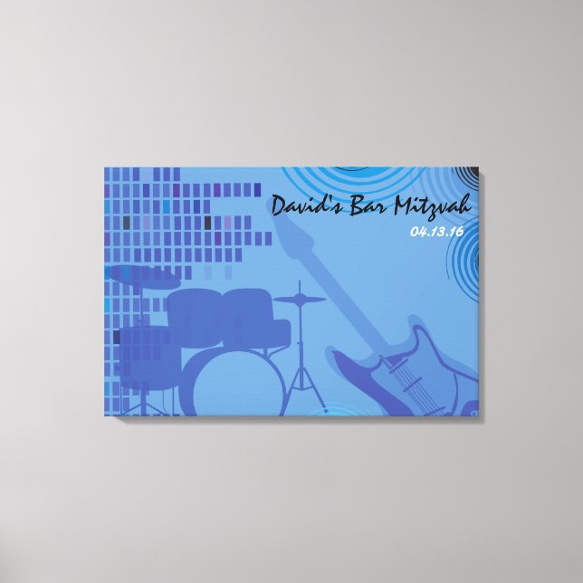 Rock n Roll Bar Bat Mitzvah Sign-In Board Canvas Print (Front)