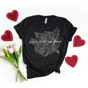 Rock n Roll Black Monochromatic Floral  T-Shirt