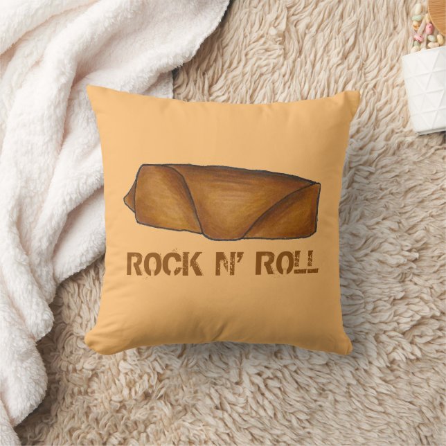 Rock N' Roll Chinese Food Egg Roll Takeout Throw Pillow (Blanket)