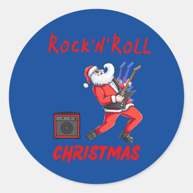 Rock-N-Roll Christmas Classic Round Sticker (Front)