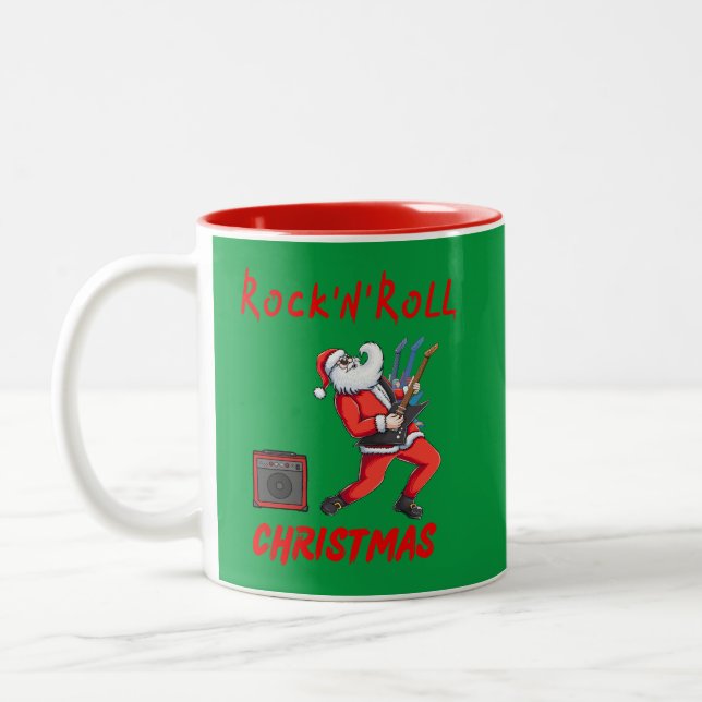 Rock-N-Roll Christmas Two-Tone Coffee Mug (Left)
