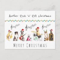 Rock n roll cute musical dog band merry Christmas