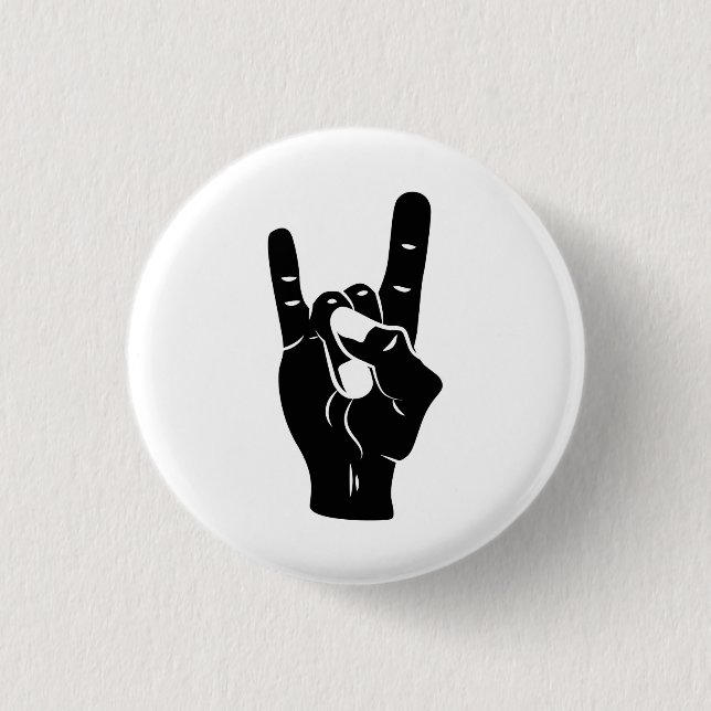 Rock n Roll Devil Horns 1 Inch Round Button (Front)
