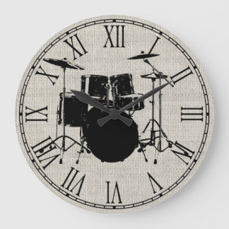 Rock n Roll Drums Large Clock