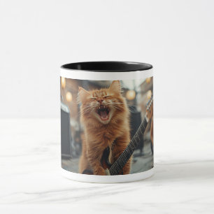 Rock N Roll Ginger Guitar Cat Rockstar Mug