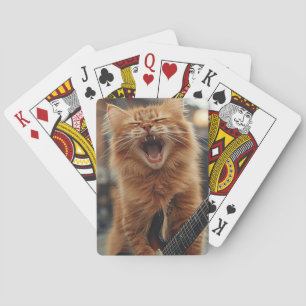 Rock N Roll Ginger Guitar Cat Rockstar Playing Cards