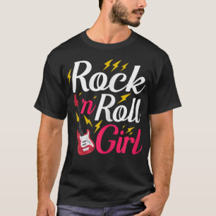 Rock N Roll Girl Retro 80s 90s Themed Party Guitar T-Shirt